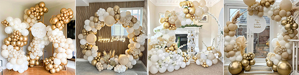 White and gold balloon garland arch with metal arch White and gold balloon garland arch with metal arch