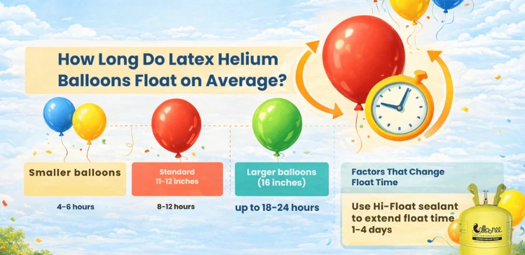 The latex balloon is filled with helium gas