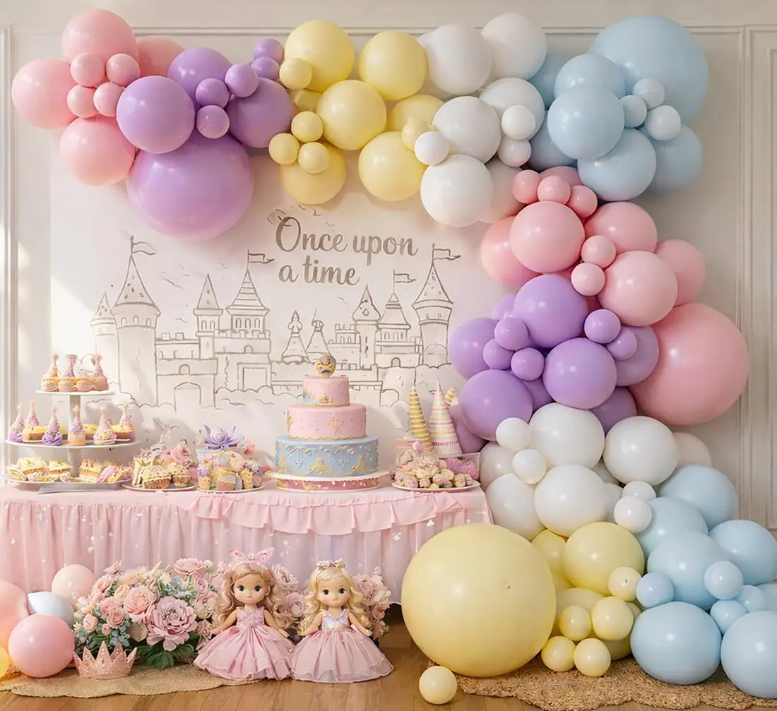 Macaron pastelinių balionų girliandos arkos rinkiniai