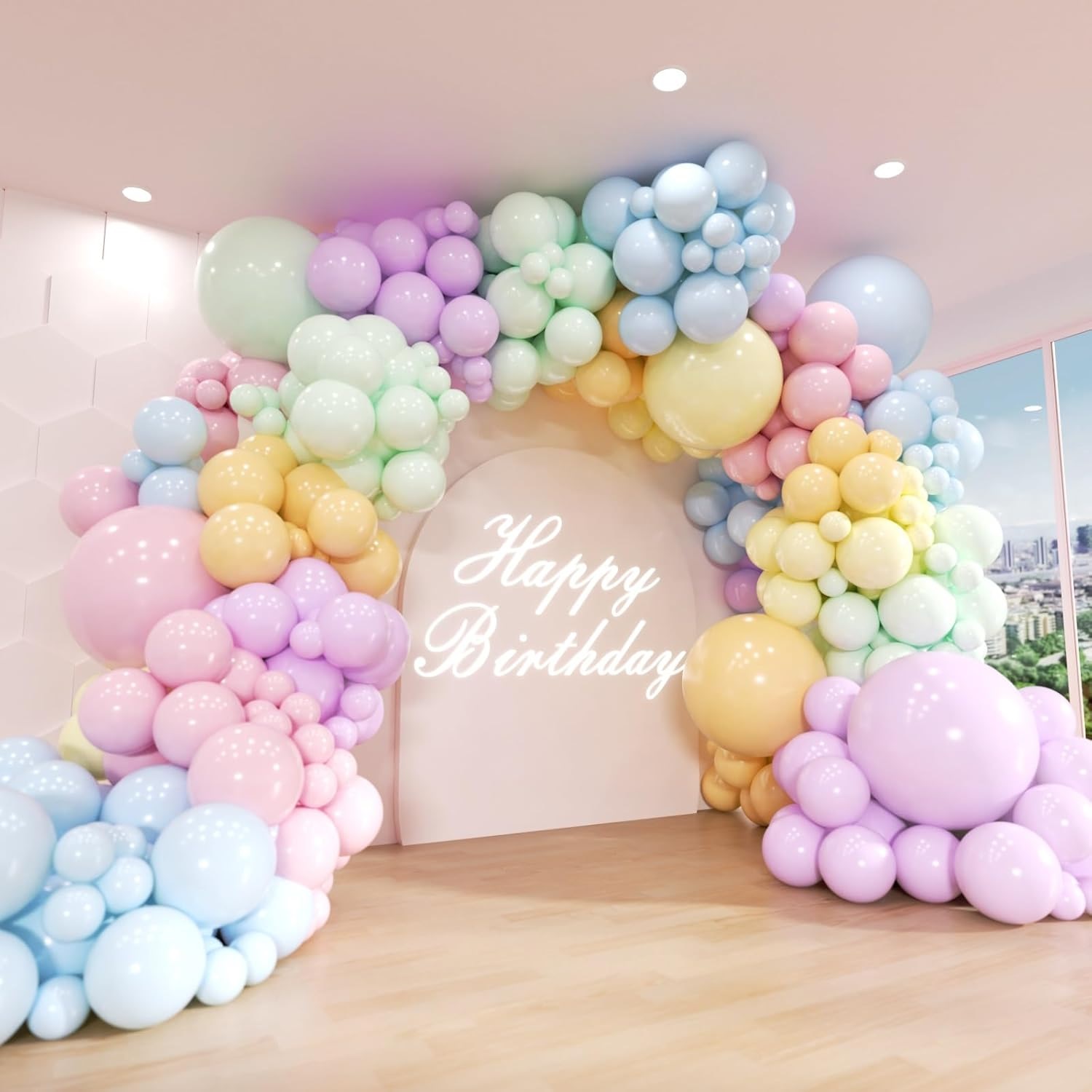 „Macaroon Balloons Garland Arch“