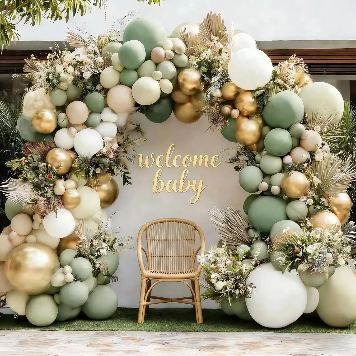 Sage Green Baby Shower Balloon Girland
